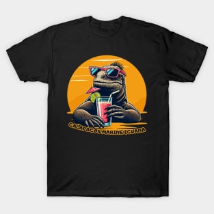 Galapagos iguana retro vintage sunset T-Shirt